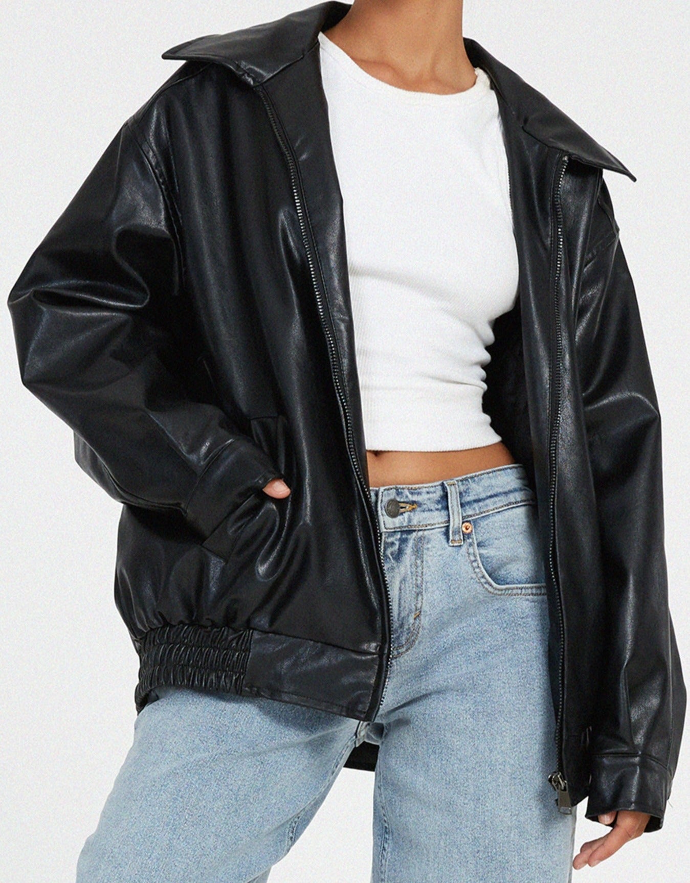 Flair - Damen Übergroß PU-Lederjacke | Herbst
