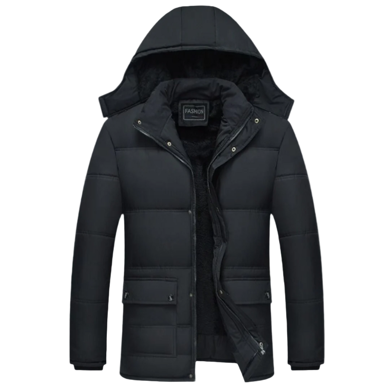 Flair - Herren Schwarzer Gefütterter Mantel | Winter
