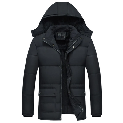 Flair - Herren Schwarzer Gefütterter Mantel | Winter