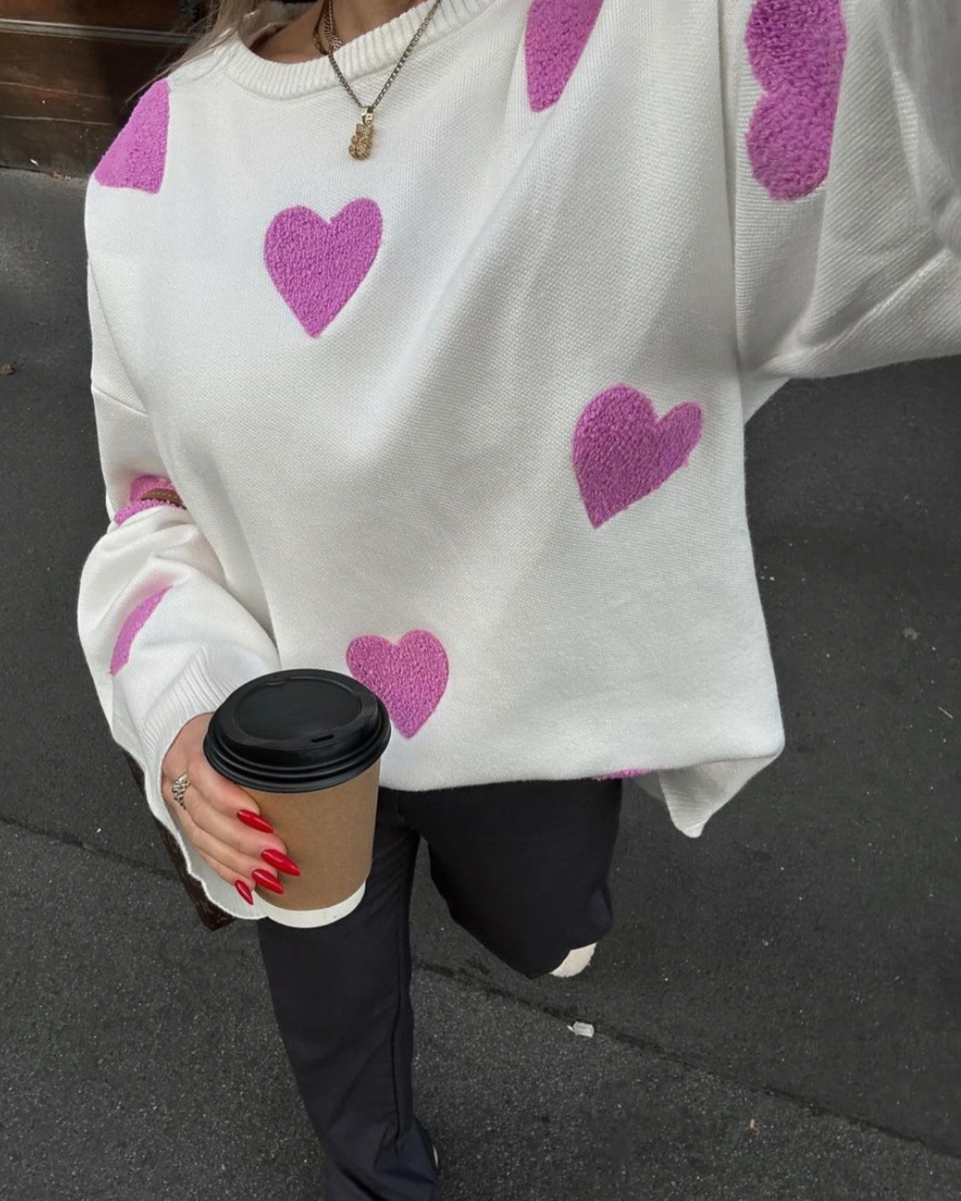 Flair - Übergroßer Pullover 'All Hearts'