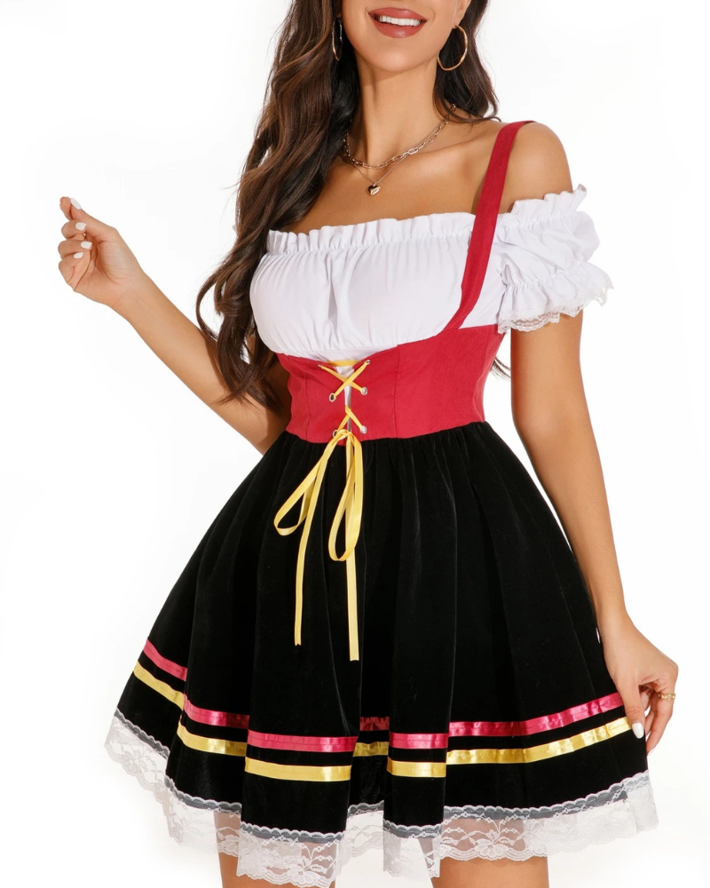 Flair - Damen Mini Schulterfrei Kleid | Oktoberfest