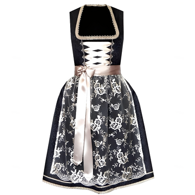 Flair - Damen Kleid mit Schnürung und Muster | Oktoberfest