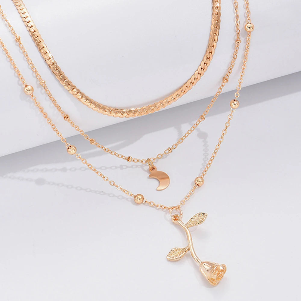 Flair - Mehrschichtige Mondgold-Halsketten