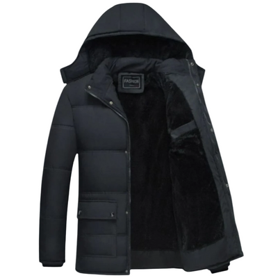 Flair - Herren Schwarzer Gefütterter Mantel | Winter