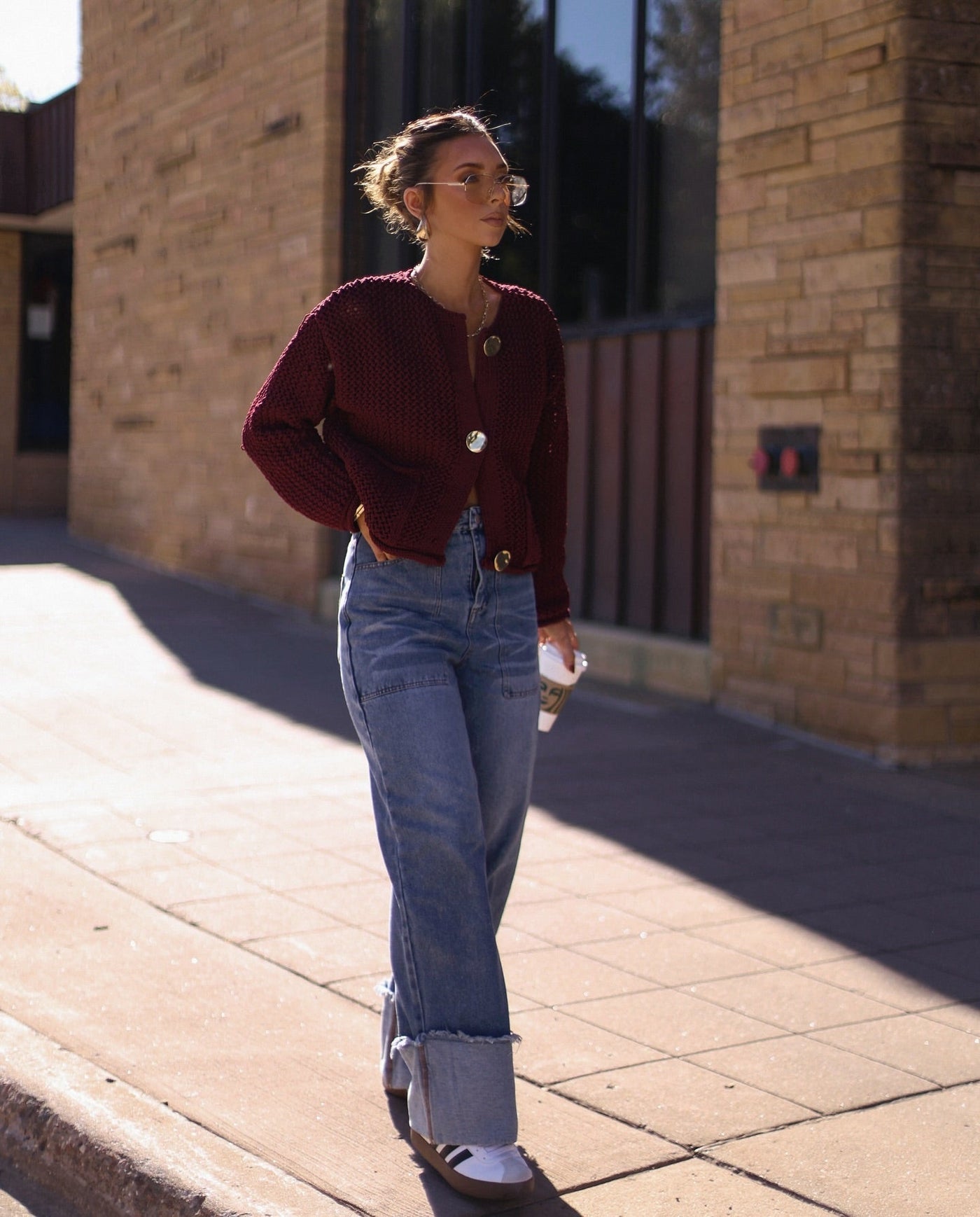 Flair - Trikot-Strickjacke in Burgund