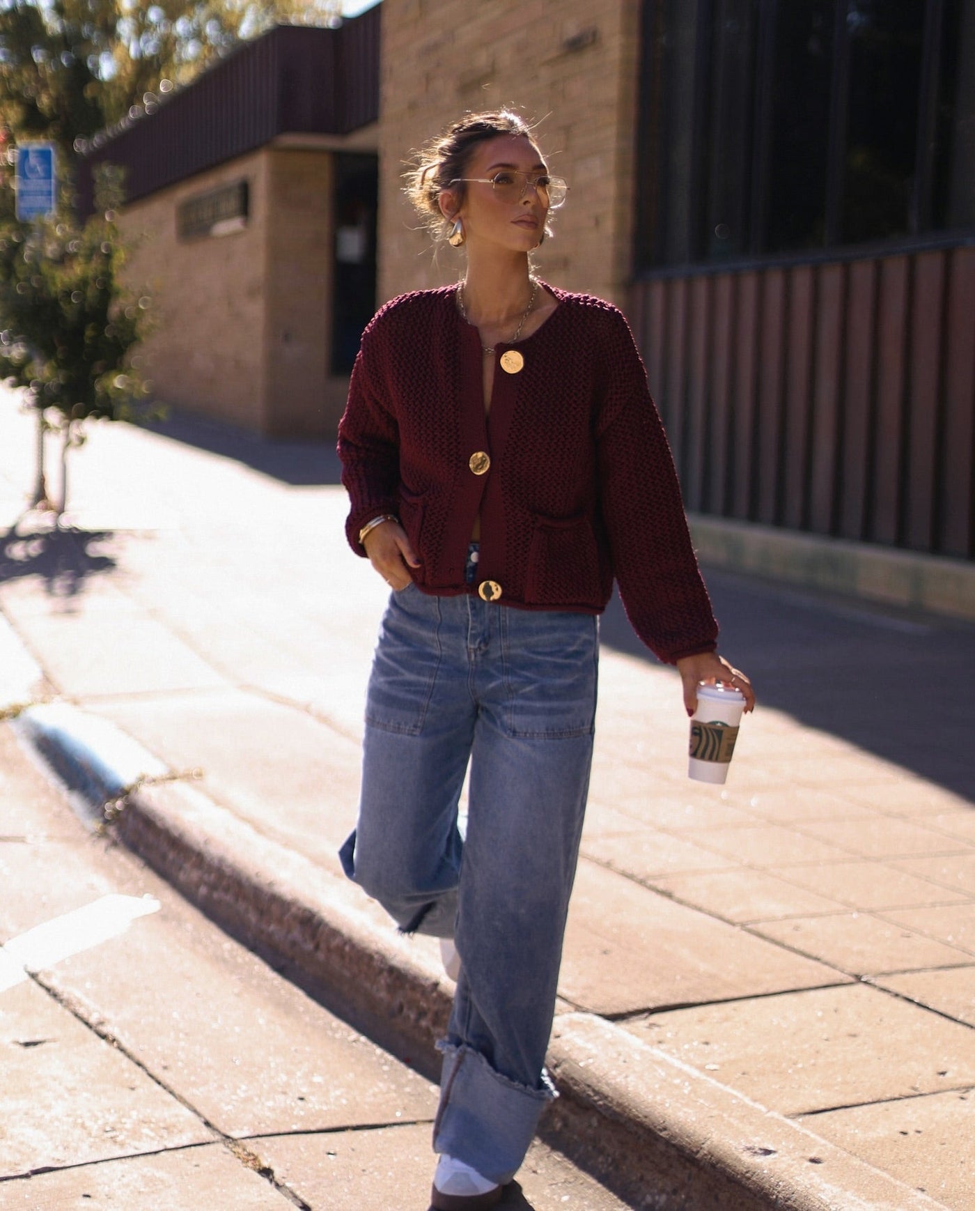 Flair - Trikot-Strickjacke in Burgund