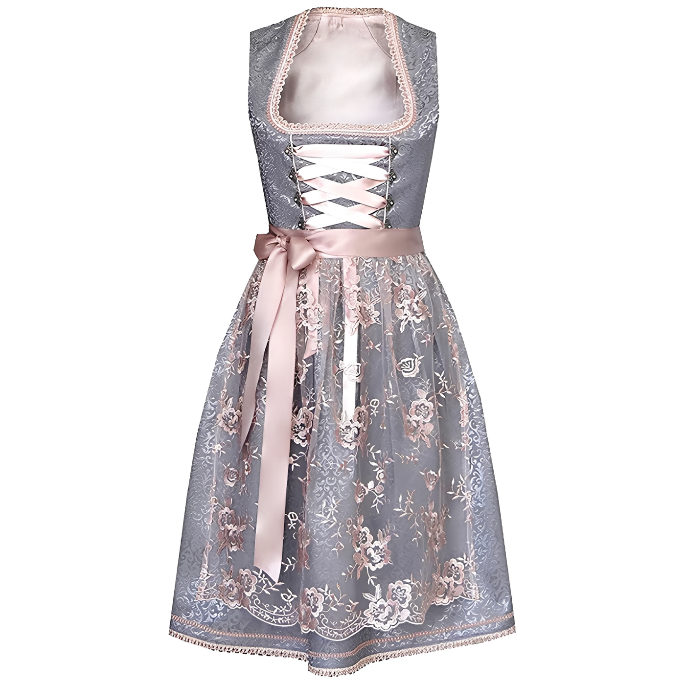 Flair - Damen Kleid mit Schnürung und Muster | Oktoberfest