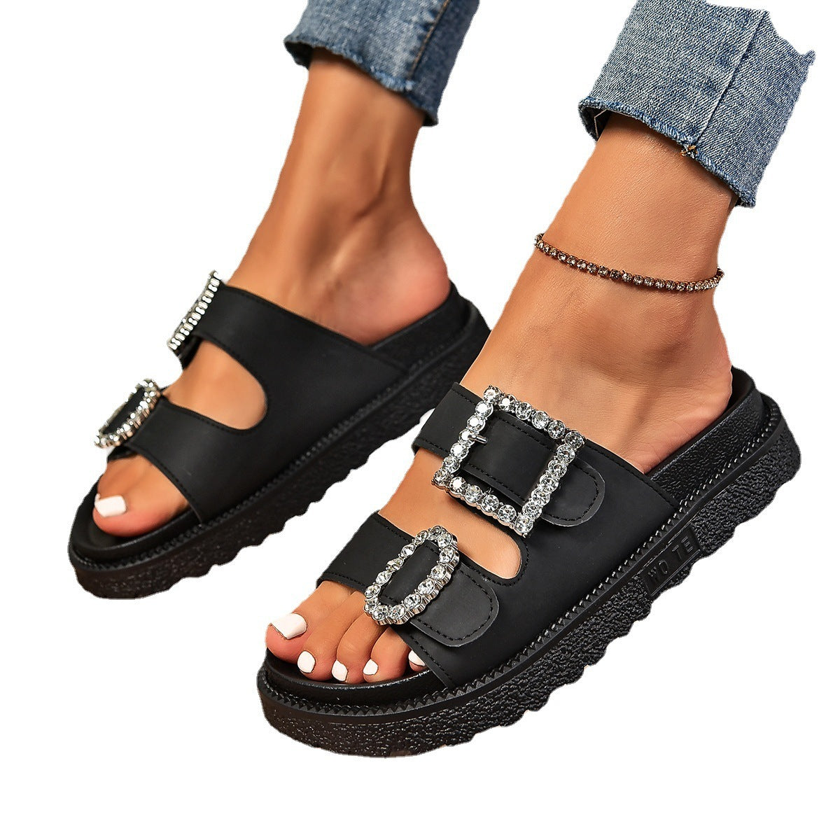 Flair - Modische Sandalen mit Strass-Gürtelschnalle