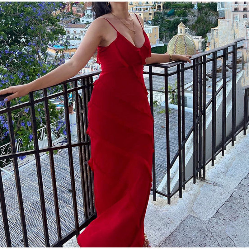 Flair - Langes Chiffonkleid mit Strumpfhaltern