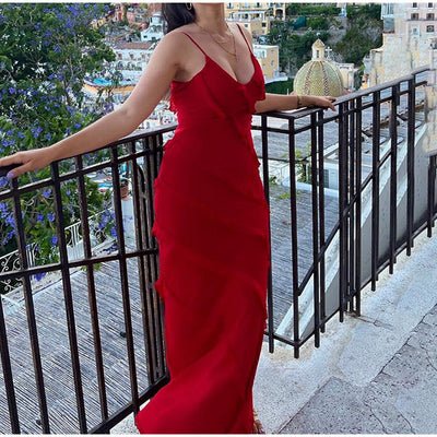 Flair - Langes Chiffonkleid mit Strumpfhaltern