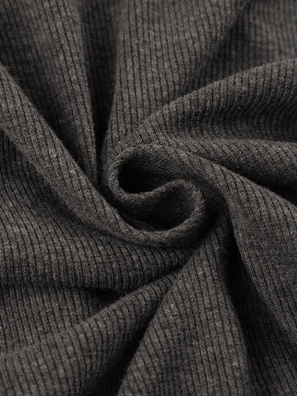 Flair - Graues Vintage Stricktop mit Reißverschluss und Kapuze | Herbst