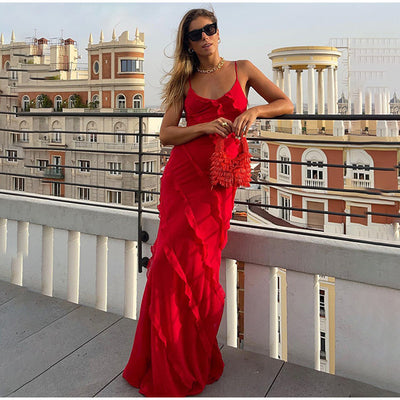 Flair - Langes Chiffonkleid mit Strumpfhaltern