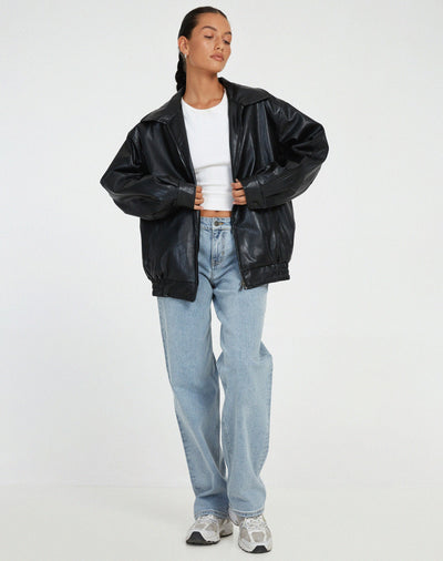 Flair - Damen Übergroß PU-Lederjacke | Herbst