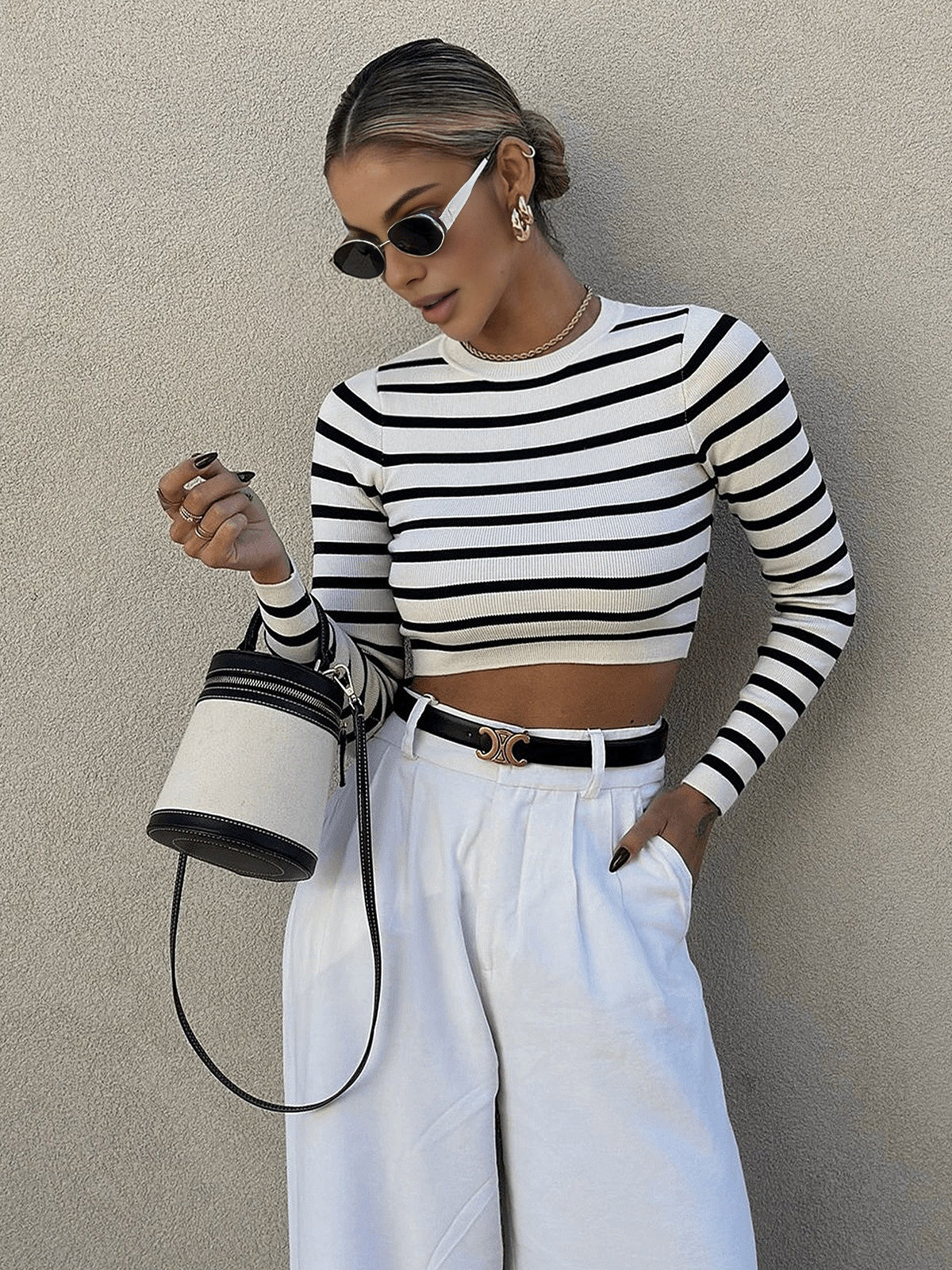 Flair - Gestreiftes Crop-Top