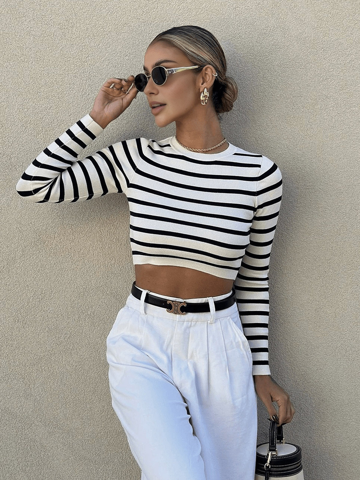 Flair - Gestreiftes Crop-Top
