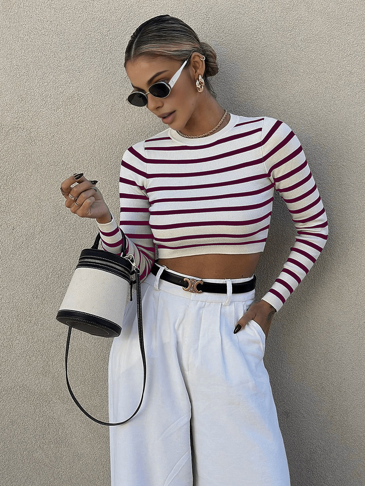 Flair - Gestreiftes Crop-Top