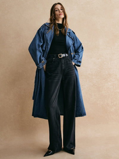 Flair - Trenchcoat aus Denim mit Gürtel