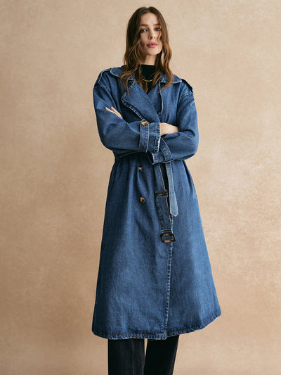 Flair - Trenchcoat aus Denim mit Gürtel