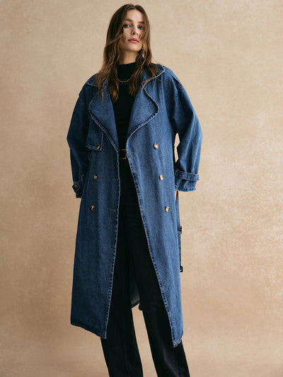 Flair - Trenchcoat aus Denim mit Gürtel