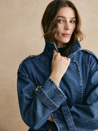 Flair - Trenchcoat aus Denim mit Gürtel