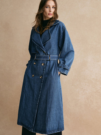 Flair - Trenchcoat aus Denim mit Gürtel