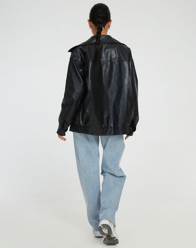 Flair - Damen Übergroß PU-Lederjacke | Herbst