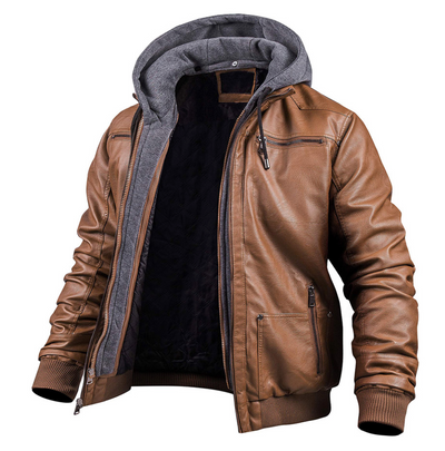 Flair - Premium Leder Winter Jacke mit Kapuze