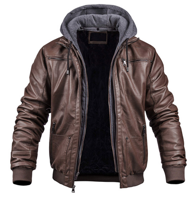 Flair - Premium Leder Winter Jacke mit Kapuze