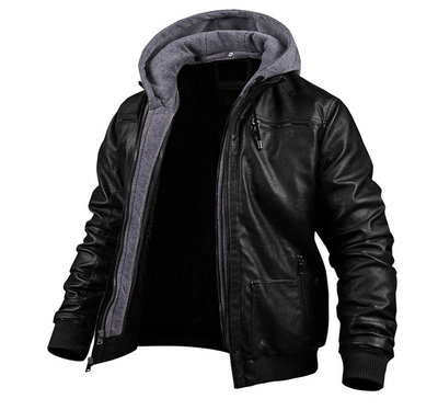 Flair - Premium Leder Winter Jacke mit Kapuze