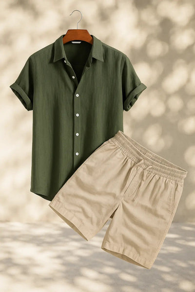 Flair - Hemd aus Leinen-Rayon-Mischgewebe & Leinen-Shorts mit Kordelzug