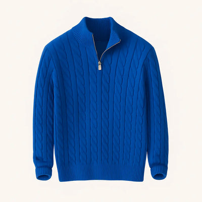 Flair - Strickpullover mit halbem Reißverschluss und Zopfmuster