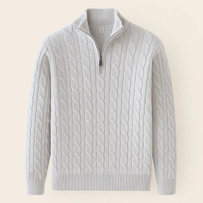 Flair - Strickpullover mit halbem Reißverschluss und Zopfmuster