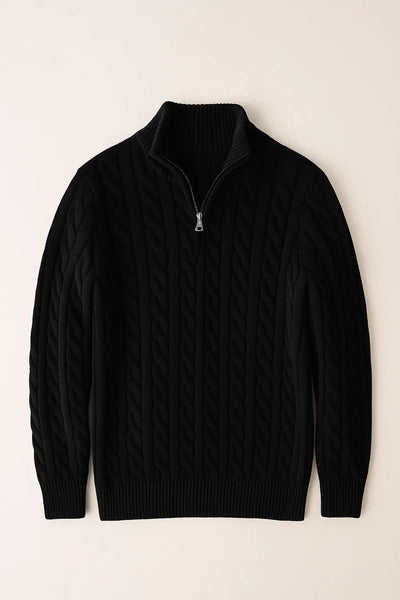 Flair - Strickpullover mit halbem Reißverschluss und Zopfmuster