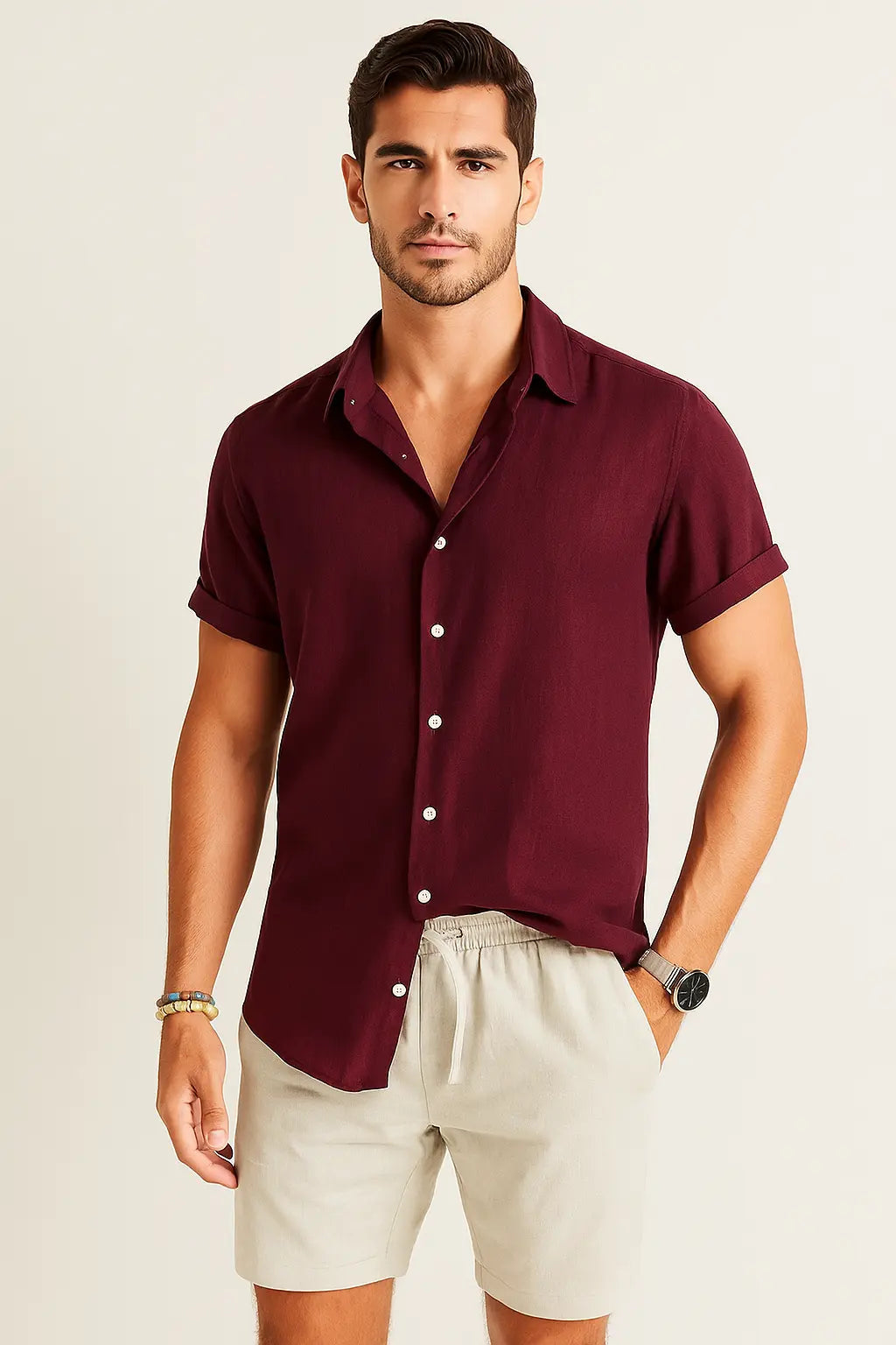 Flair - Hemd aus Leinen-Rayon-Mischgewebe & Leinen-Shorts mit Kordelzug