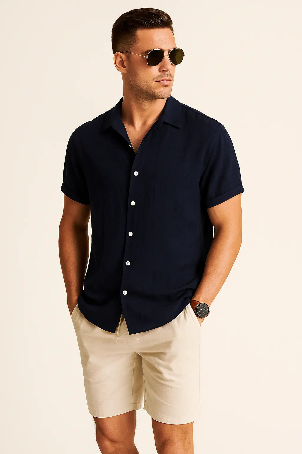 Flair - Hemd aus Leinen-Rayon-Mischgewebe & Leinen-Shorts mit Kordelzug