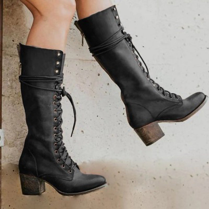 Flair - Lange Schnürstiefel für Damen, kniehoch | Winter