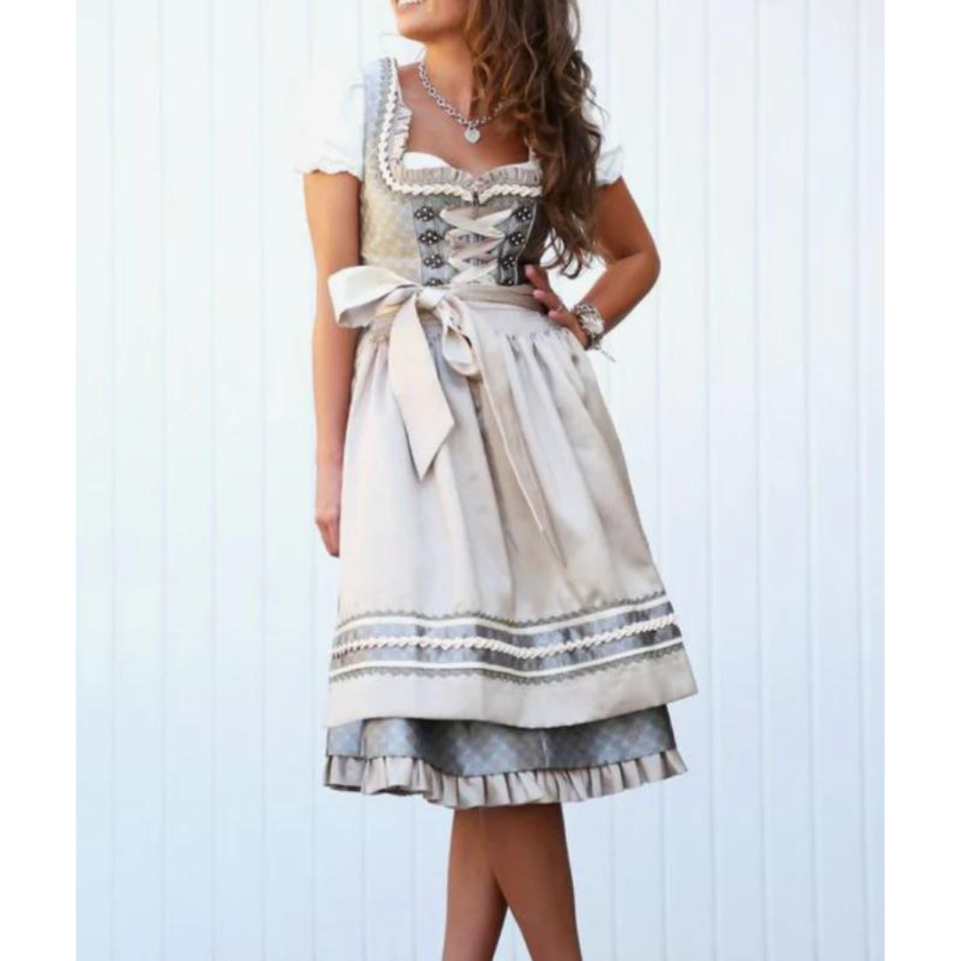 Flair - Damen Midi Baumwolle Trachtenkleid | Oktoberfest
