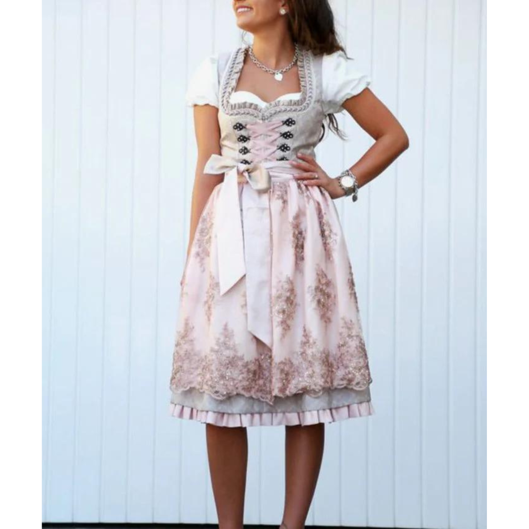 Flair - Damen Midi Baumwolle Trachtenkleid | Oktoberfest