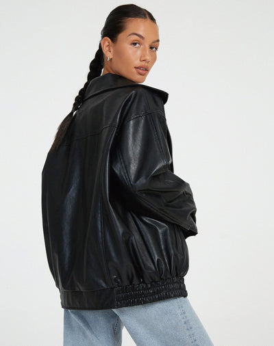 Flair - Damen Übergroß PU-Lederjacke | Herbst