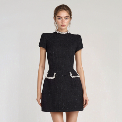 Flair - Warme Kurzärmeliges Minikleid für Damen | Anzung