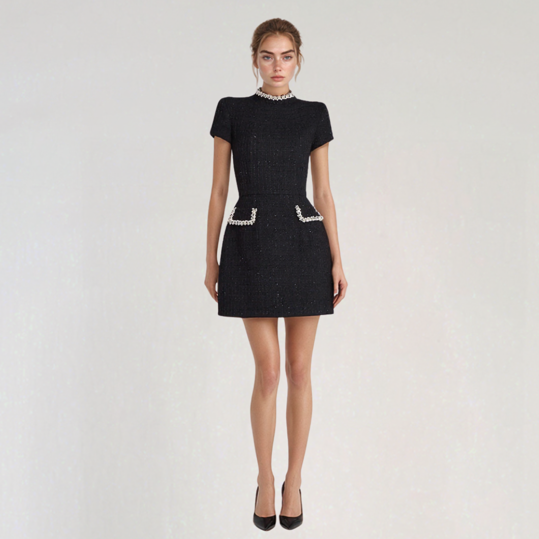 Flair - Warme Kurzärmeliges Minikleid für Damen | Anzung