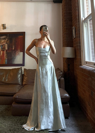 Flair - Satiniertes Spaghettiträger Maxi-Kleid