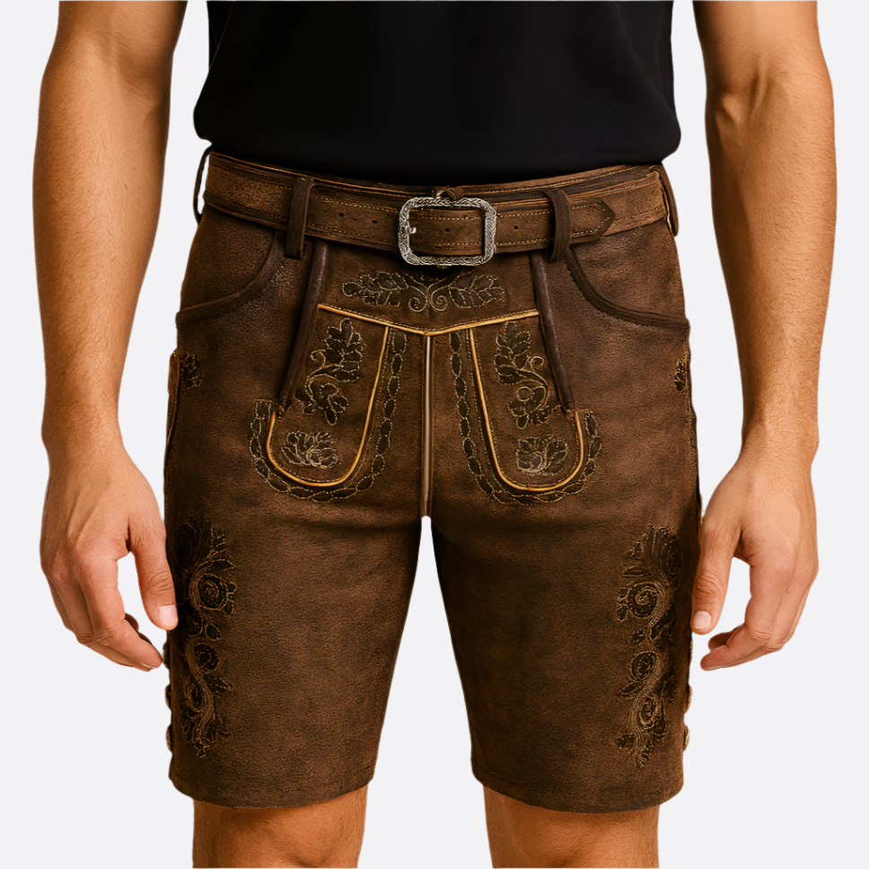 Flair - Herren Traditionell & Komfortabel Leder Trachten Hose | Oktoberfest