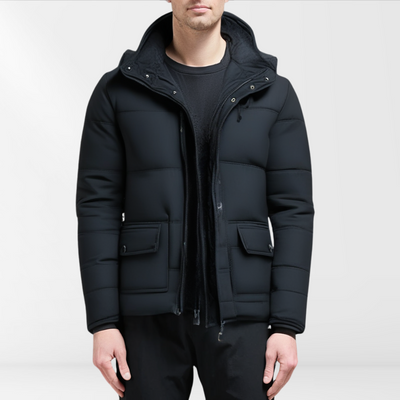 Flair - Herren Schwarzer Gefütterter Mantel | Winter