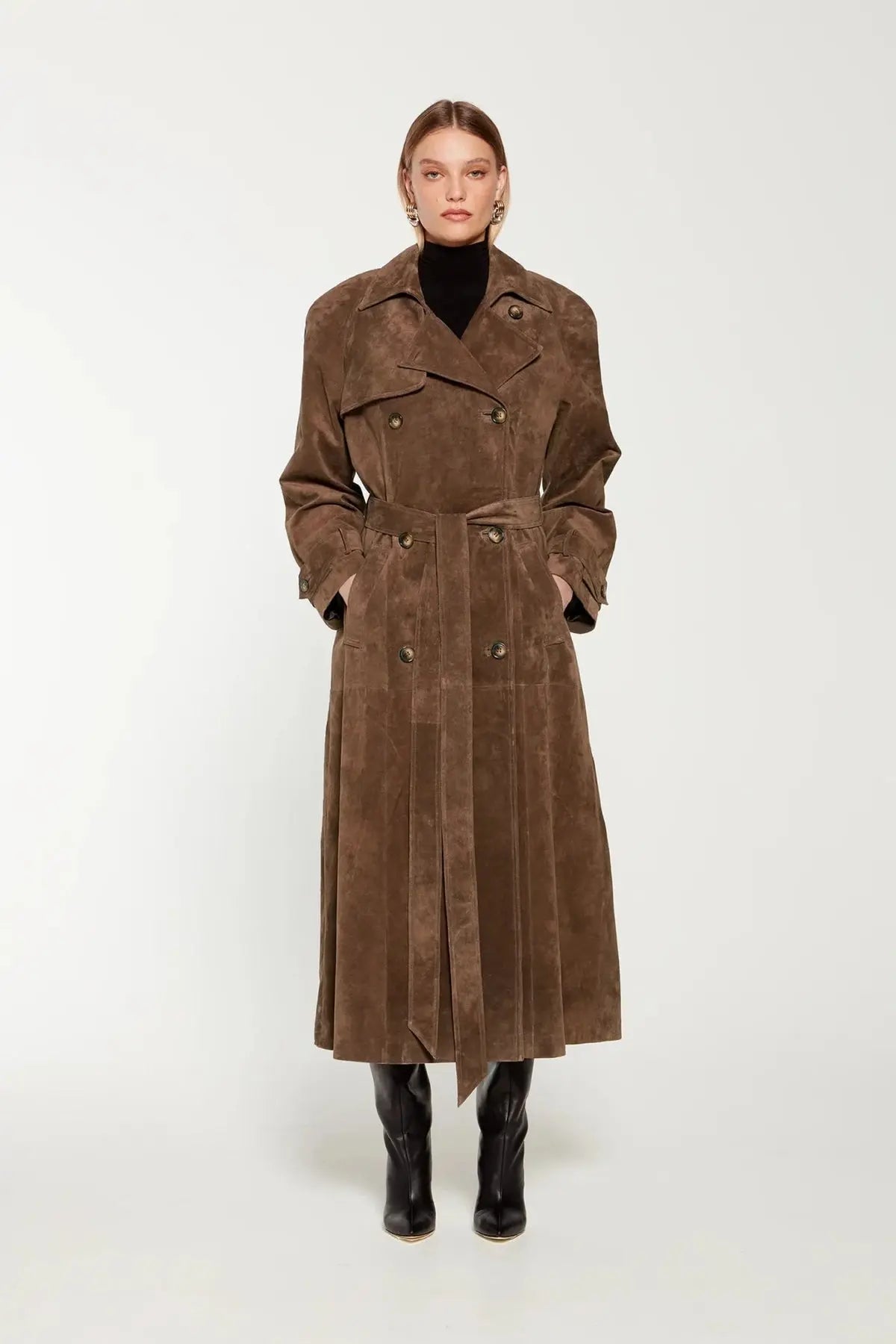 Flair - Damen Warme Wildleder Trenchcoat | Winter