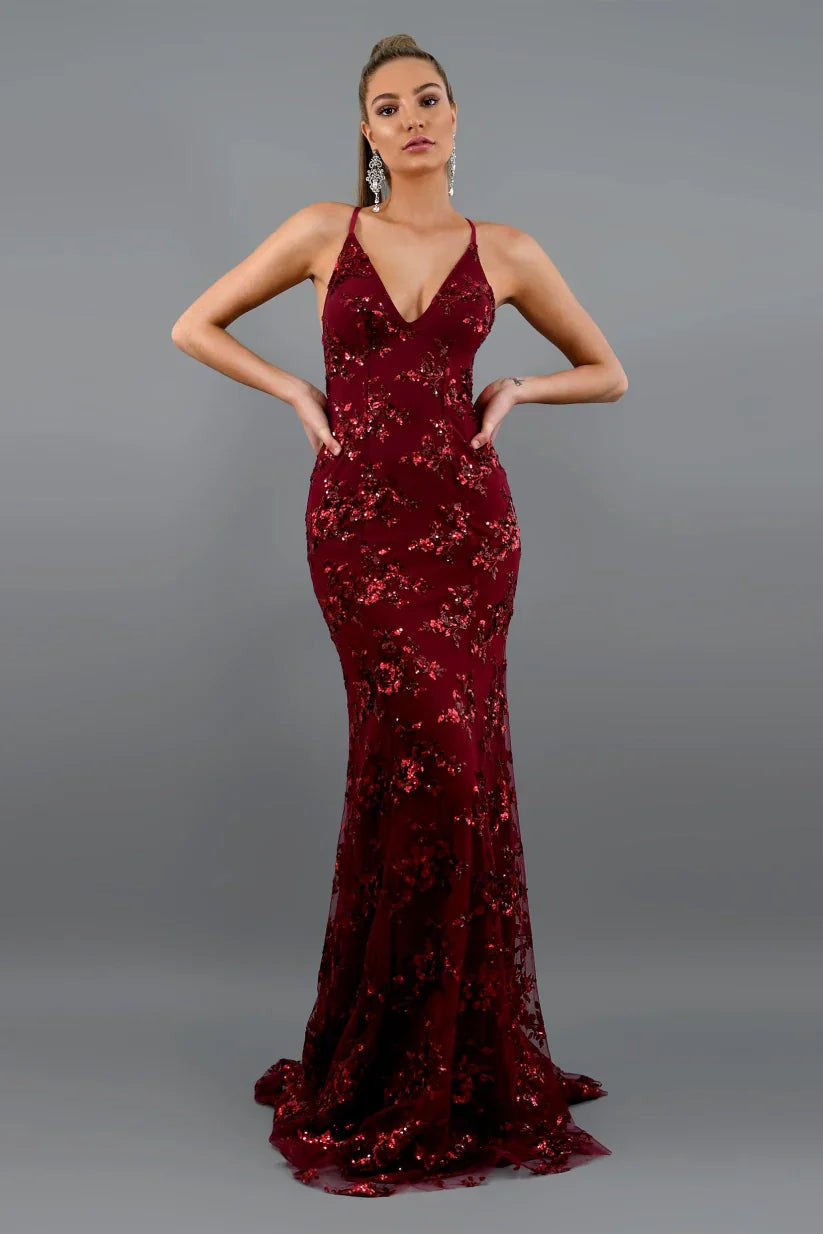Flair - Abendkleid mit Glitzerapplikationen | Eleganz & Glamour | Figurbetonter Schnitt