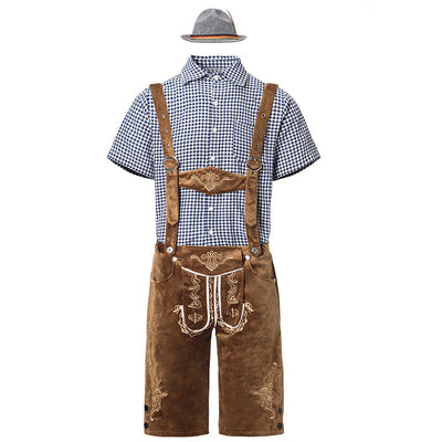 Flair - Herren Oktoberfest Trachten Set Herren – Komplettes Outfit mit Lederhosen, Hemd und Hut