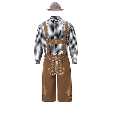 Flair - Herren Oktoberfest Trachten Set Herren – Komplettes Outfit mit Lederhosen, Hemd und Hut