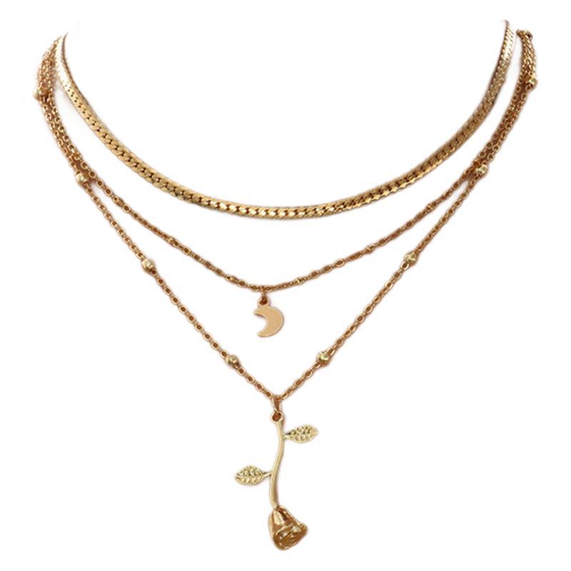 Flair - Mehrschichtige Mondgold-Halsketten