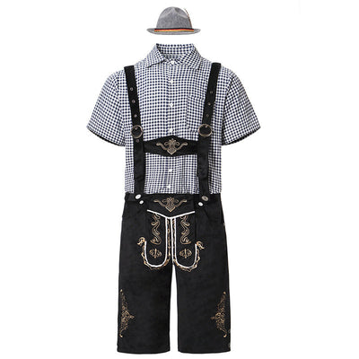 Flair - Herren Oktoberfest Trachten Set Herren – Komplettes Outfit mit Lederhosen, Hemd und Hut